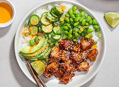 Bowl s norským lososem z horkovzdušné fritézy