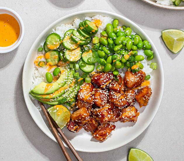 Bowl s norským lososem z horkovzdušné fritézy